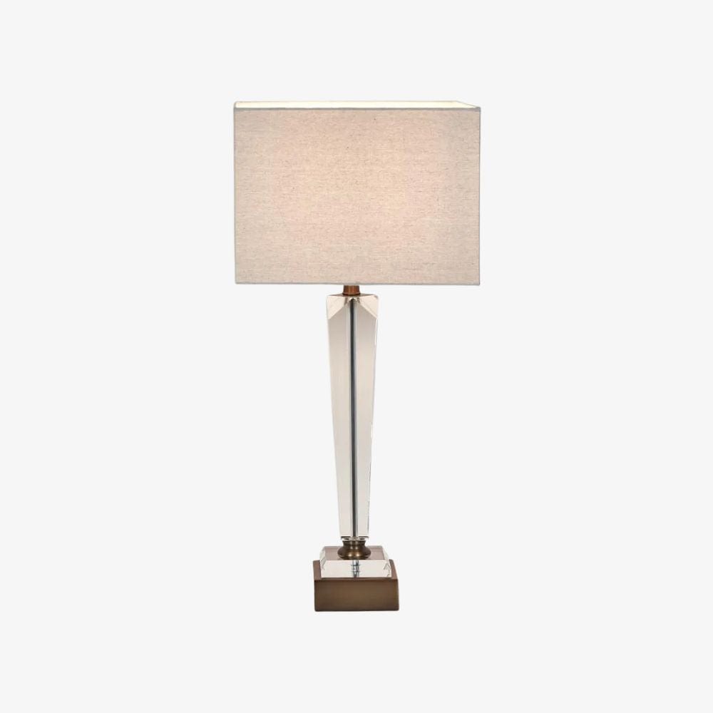 Table Lamps Monument Hand Cut Crystal Lamp & Natural Linen Shade