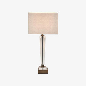 Table Lamps Monument Hand Cut Crystal Lamp & Natural Linen Shade