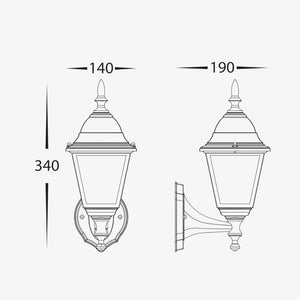 Exterior Wall Light Newark Aluminium Black 4 Panel Coach Wall Light