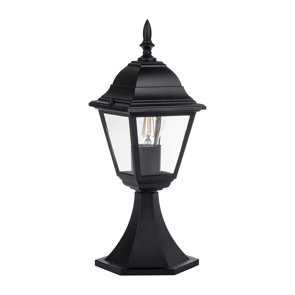 Pillar Mount Newark Aluminium Black 4 Panel Pillar Light