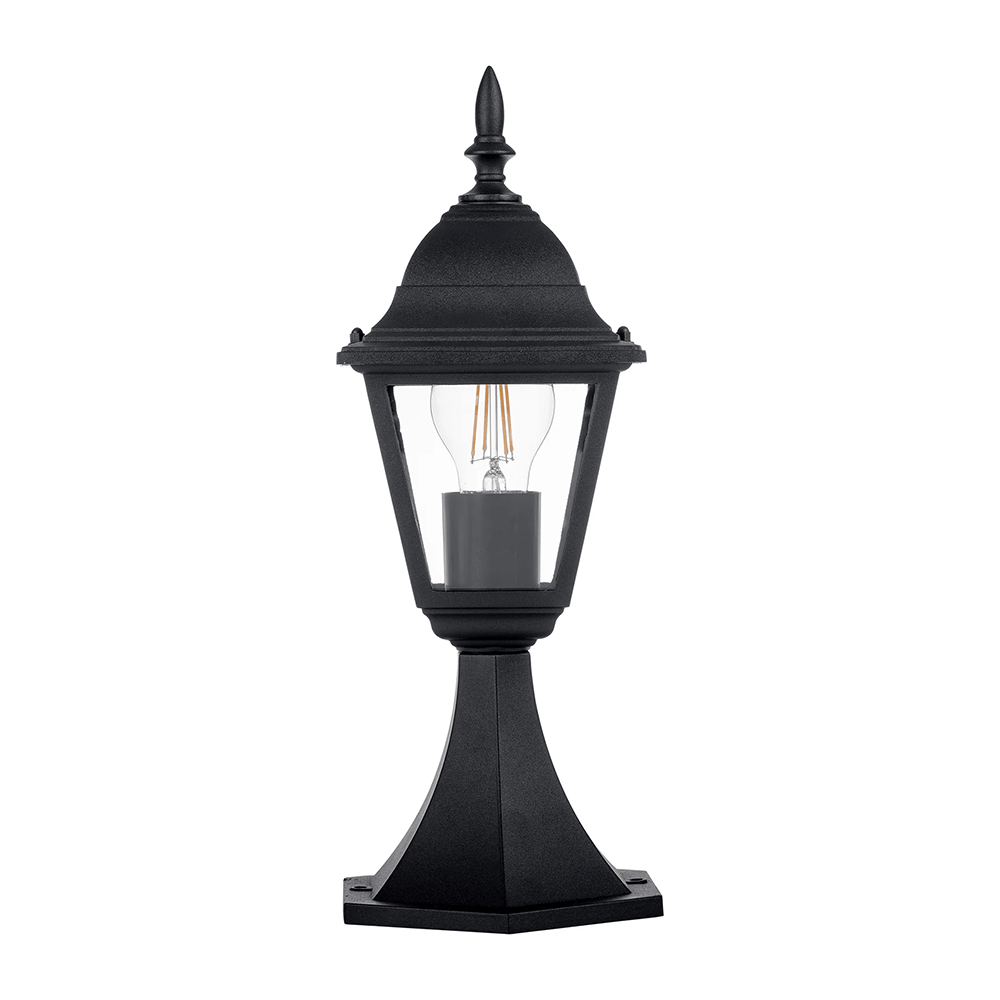 Pillar Mount Newark Aluminium Black 4 Panel Pillar Light