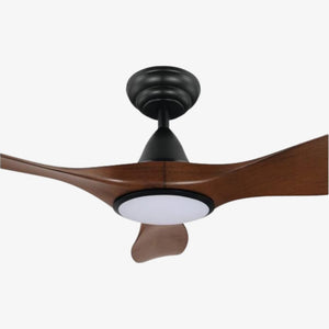 With Light Noosa Ceiling Fan Black & Aged Elm Blades with Light