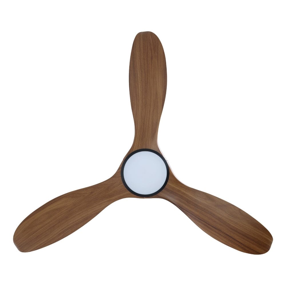With Light Noosa Ceiling Fan Black & Teak Blades - With Light