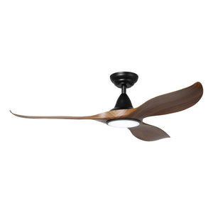 With Light Noosa Ceiling Fan Black & Teak Blades - With Light