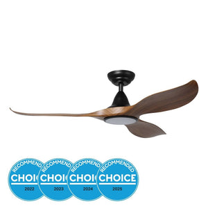With Light Noosa Ceiling Fan Black & Teak Blades - With Light
