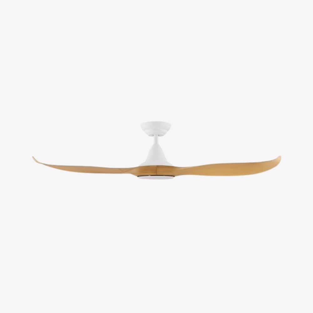 With Light Noosa Ceiling Fan White & Bamboo Blades with Light