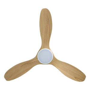 With Light Noosa Ceiling Fan White & Blackbutt Blades with Light