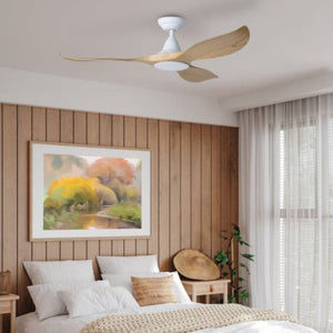 Without Light Noosa Ceiling Fan White with Blackbutt Blades - No Light