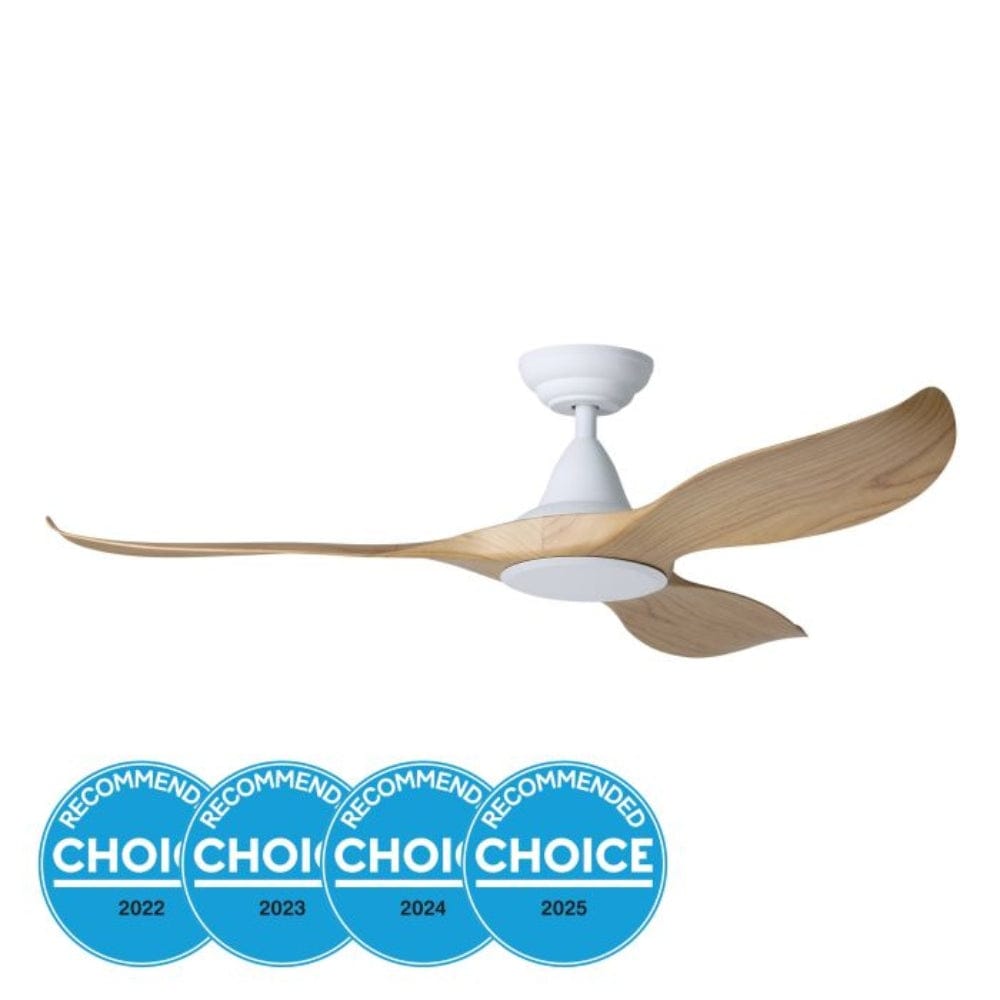 Without Light Noosa Ceiling Fan White with Blackbutt Blades - No Light