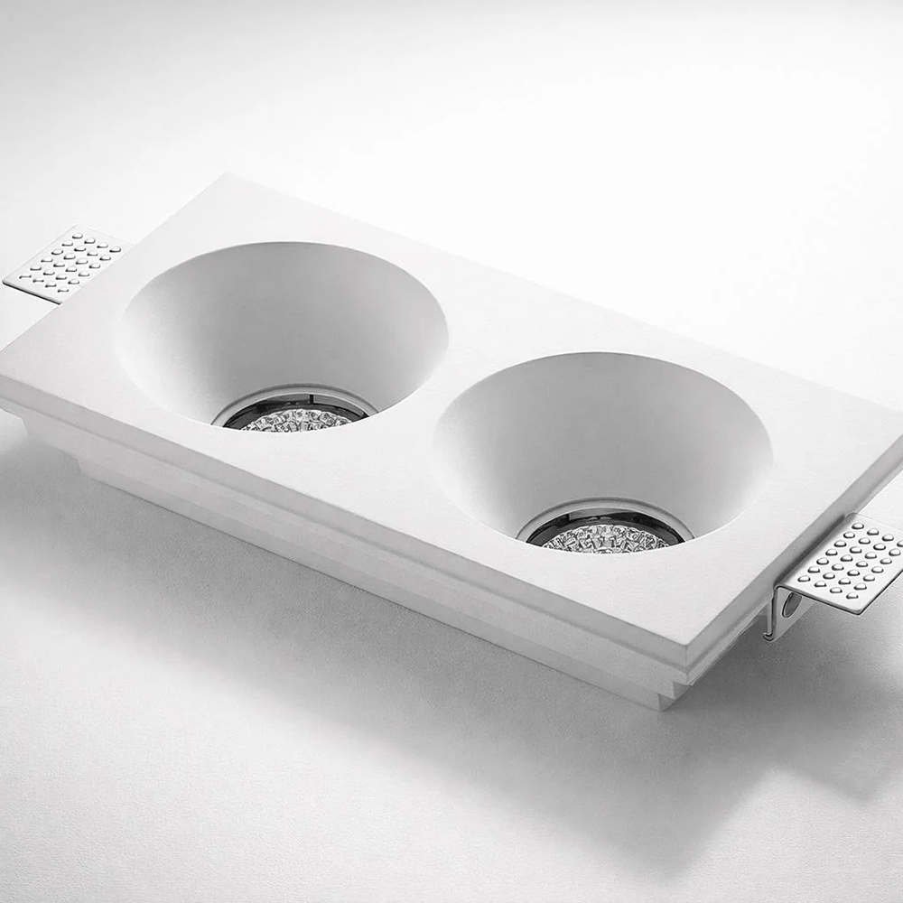 Recessed Nura Soop 3D Complete Trimless Plaster Double Downlight