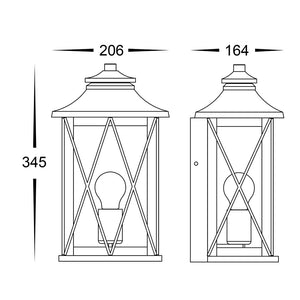Exterior Wall Light Odin Galvanised Iron Black Wall Light