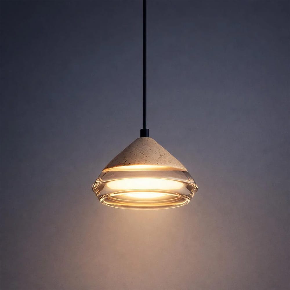 Interior Pendant Onda Travertine & Glass Pendant Light