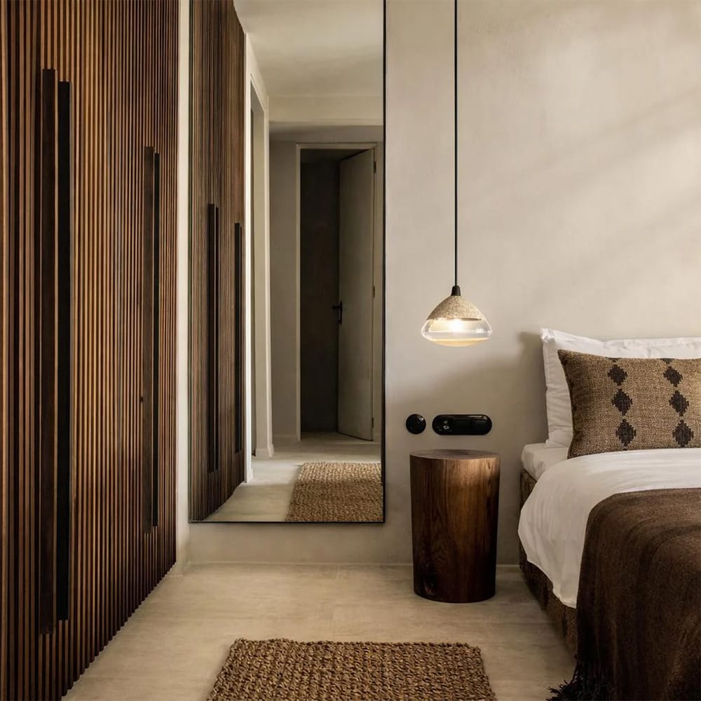 Interior Pendant Onda Travertine & Glass Pendant Light