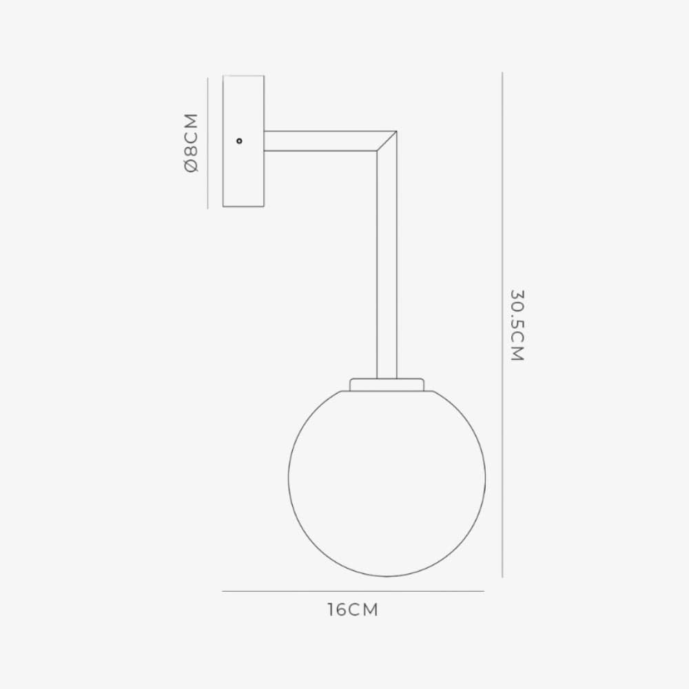 Interior Wall Light / Sconce Orb Long Arm Wall Light
