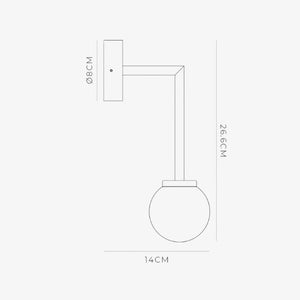 Interior Wall Light / Sconce Orb Long Arm Wall Light