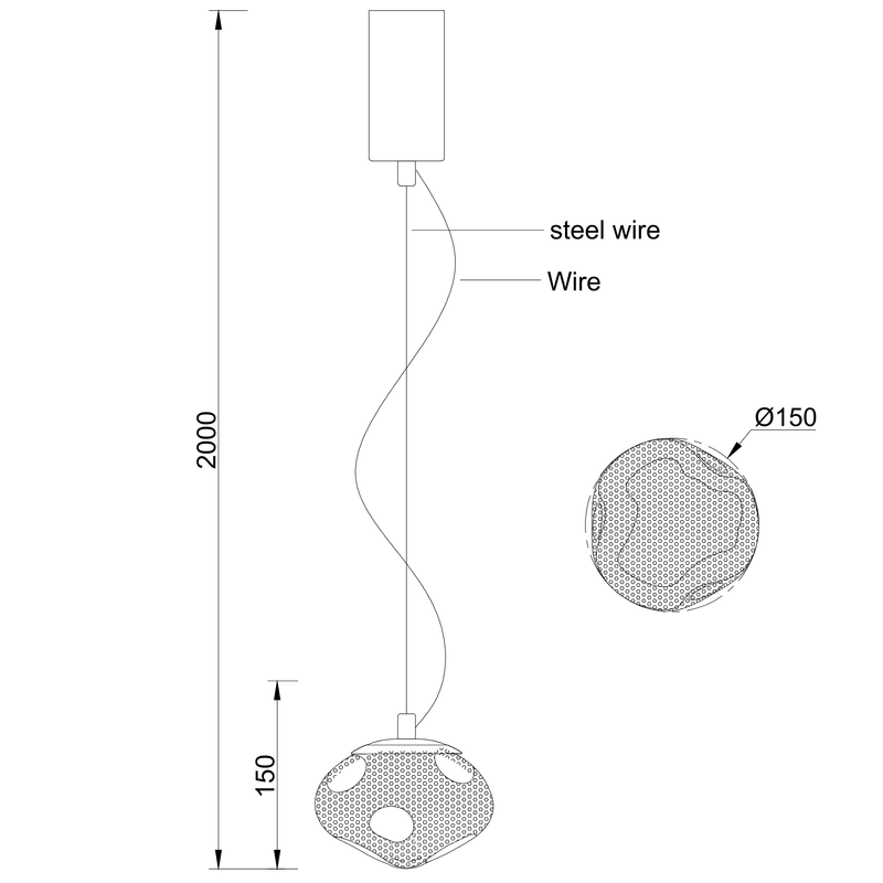 Interior Pendant Orbis Bubble Blown Glass Pendant Light