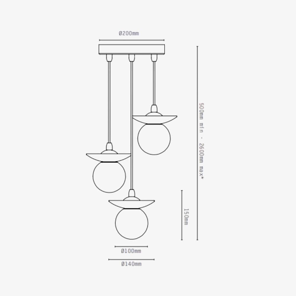 Interior Pendant Orbit Pendant - 3 Drop Grouping