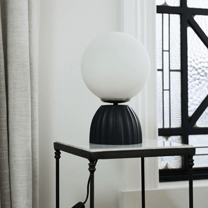 Table Lamps Orion Ribbed Orb Black