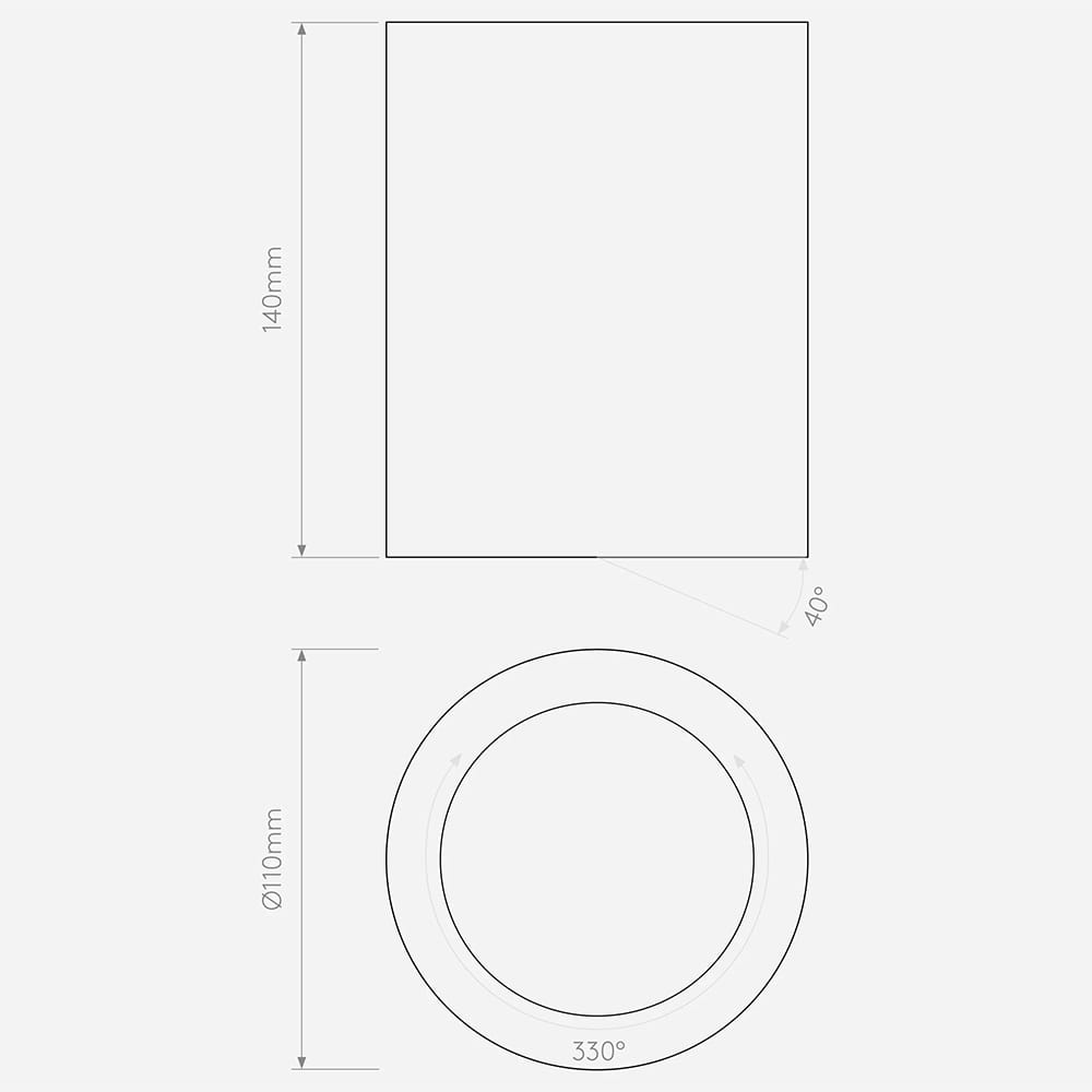 Surface Mounted Osca Round 140 Adjustable Downlight