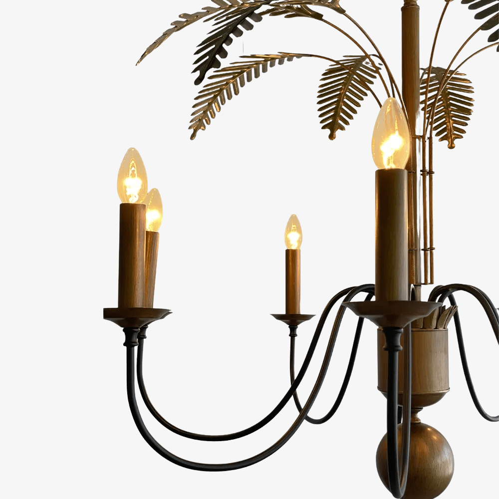 Chandelier Palm Leaves Iron Chandelier 8 Lights