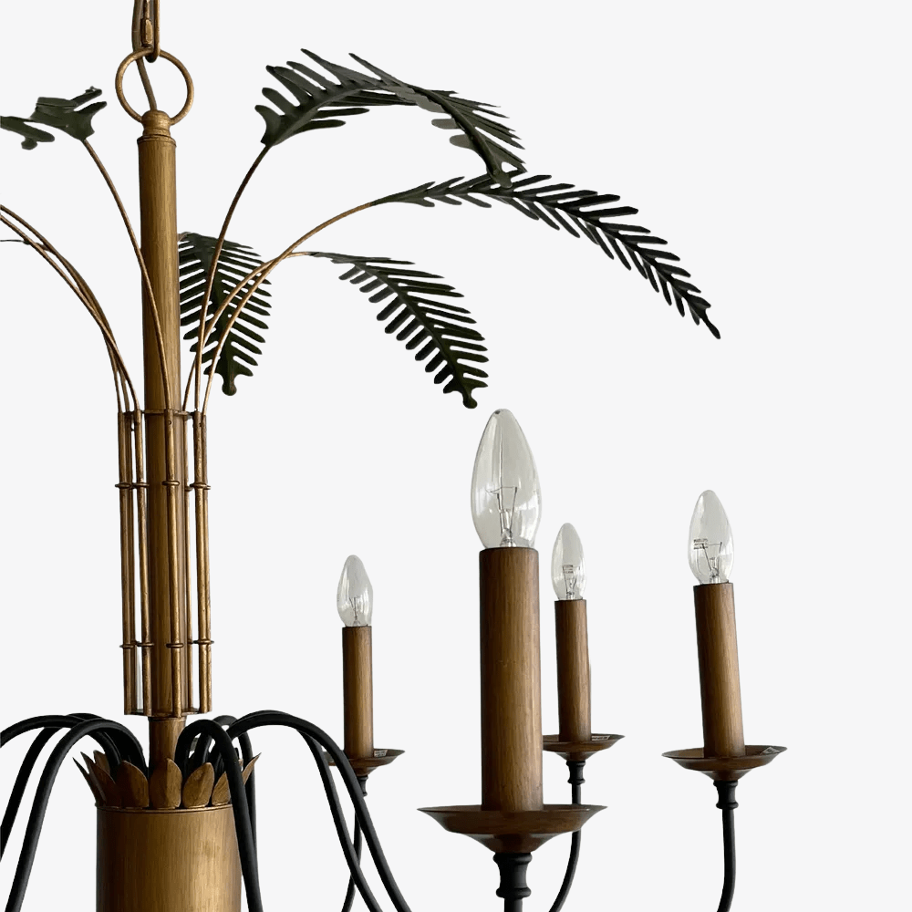 Chandelier Palm Leaves Iron Chandelier 8 Lights