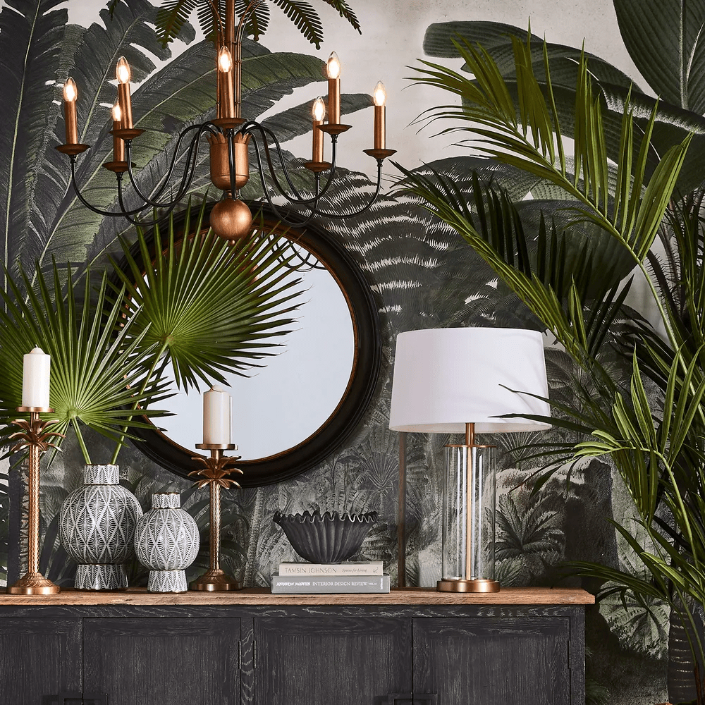 Chandelier Palm Leaves Iron Chandelier 8 Lights