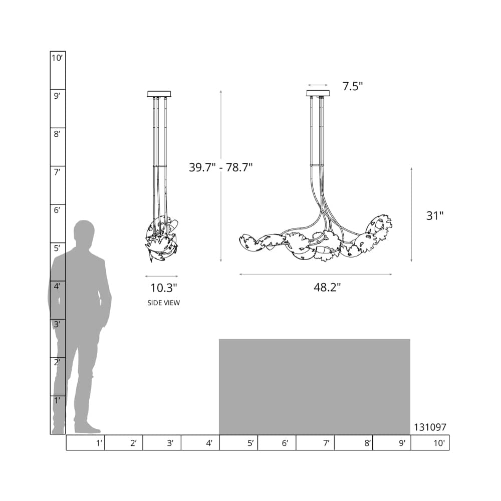 Linear Pendant Pangea 6 Light Linear Pendant