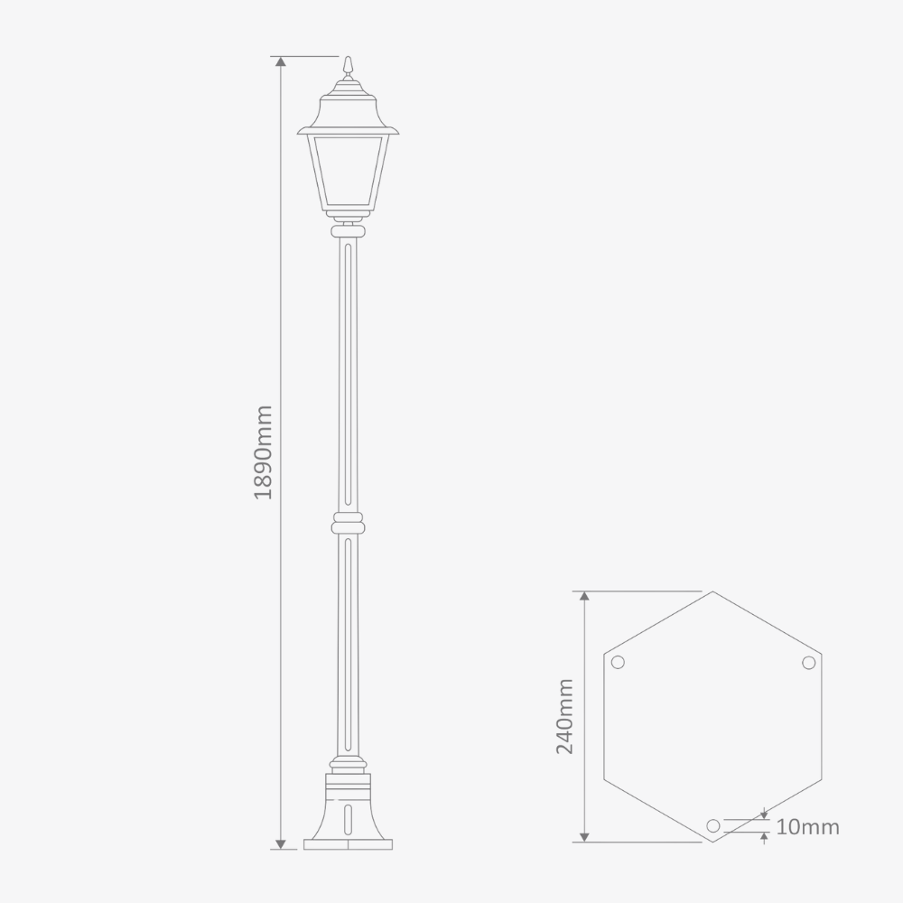 Post Lights Paris Single Head Medium Post Light