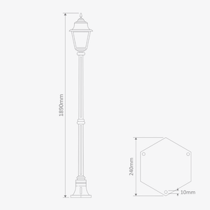 Post Lights Paris Single Head Medium Post Light