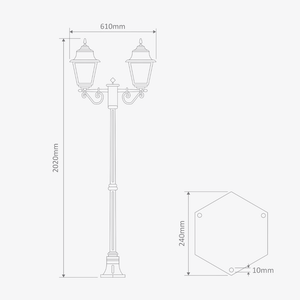Post Lights Paris Twin Head Medium Post Light