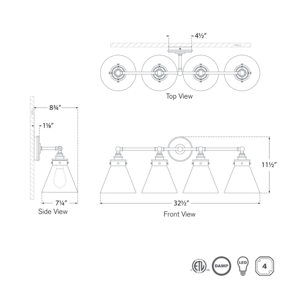 Vanity Parkington 32" Four Light Bath Bar