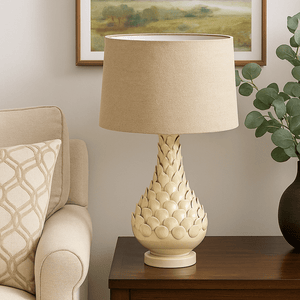 Table Lamps Petal Ceramic Table Lamp with Natural Linen Shade