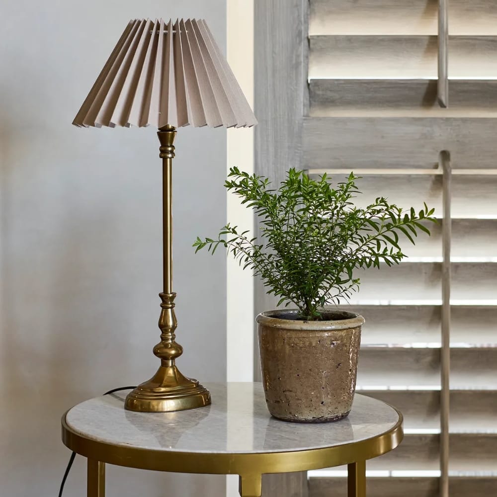 Lamp Shades Pleated Linen Shade 26cmD Taupe