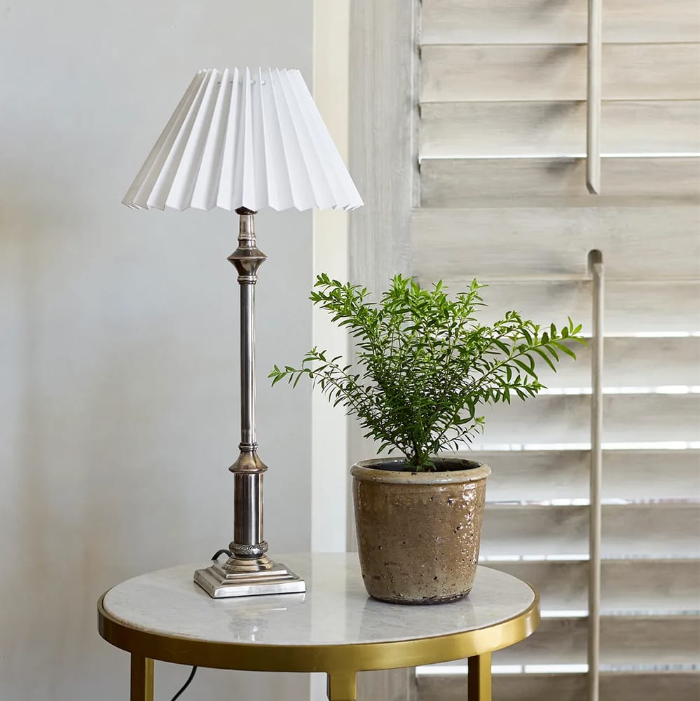 Lamp Shades Pleated Linen Shade 26cmD White