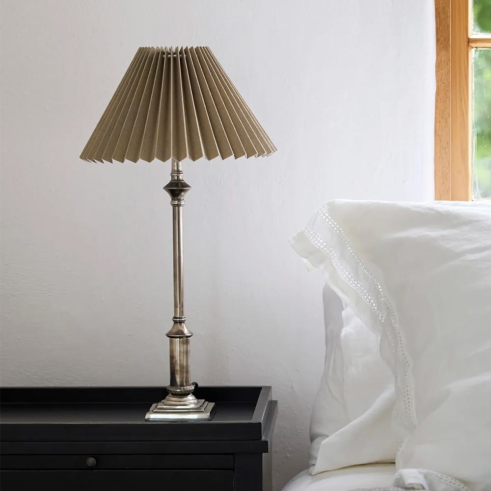 Lamp Shades Pleated Linen Shade 35cmD Taupe