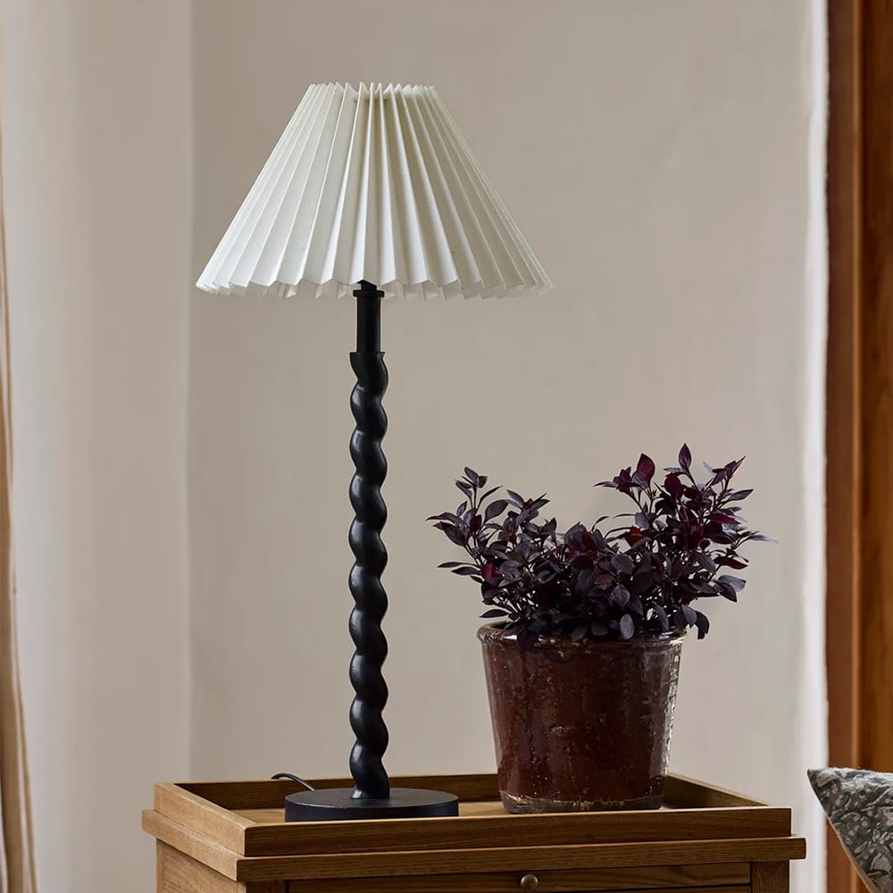 Lamp Shades Pleated Linen Shade 35cmD White