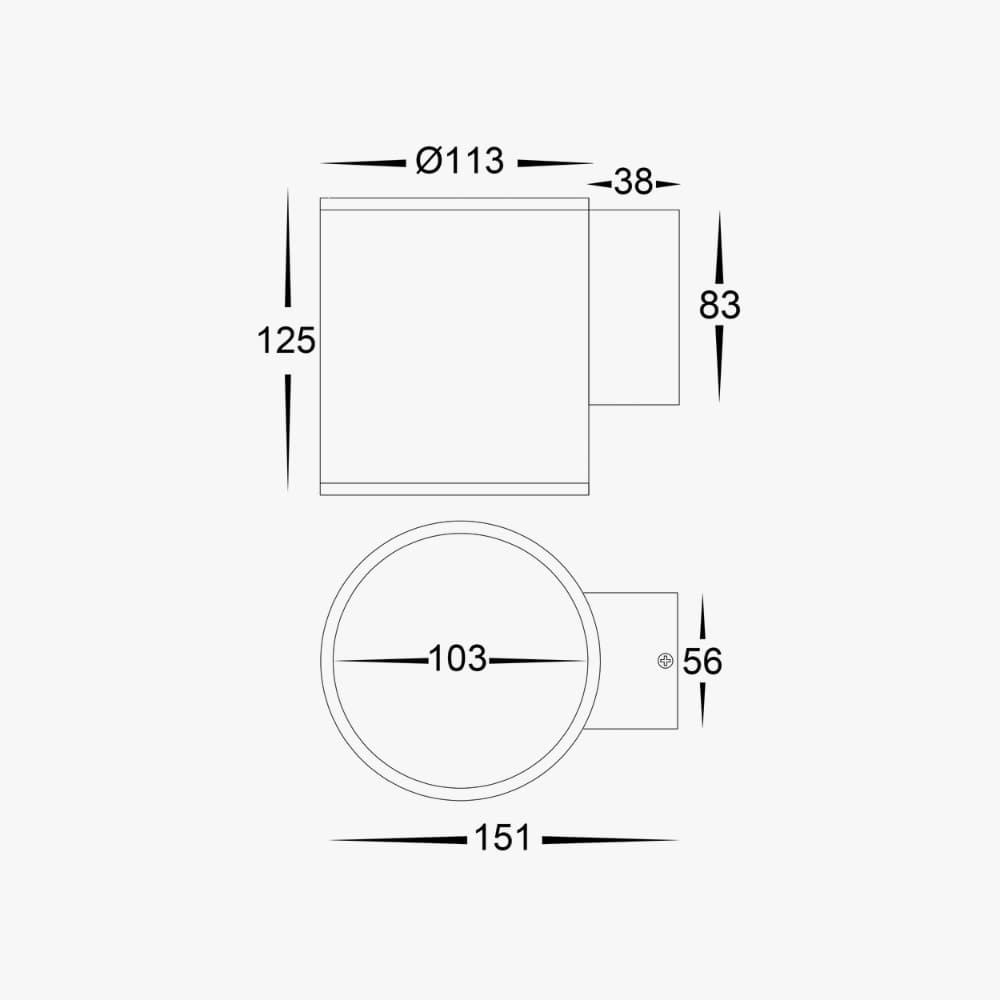 Exterior Wall Light Porter Round Fixed Down Wall Light