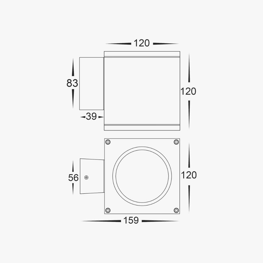Exterior Wall Light Porter Square Fixed Down Wall Light