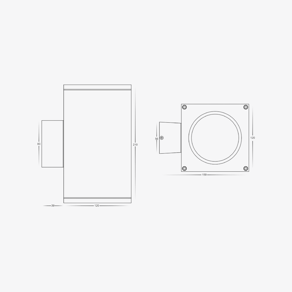 Exterior Wall Light Porter Square Up & Down Wall Light