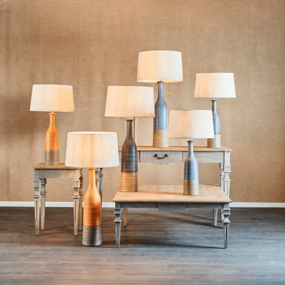 Table Lamps Potters Tall Thin Glazed Ceramic Table Lamp
