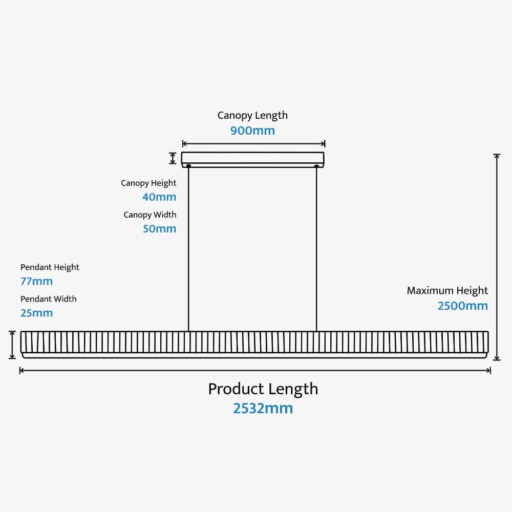 Linear Pendant Prinia Modern Fluted Linear Pendant Light