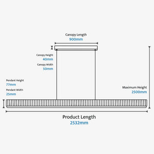 Linear Pendant Prinia Modern Fluted Linear Pendant Light