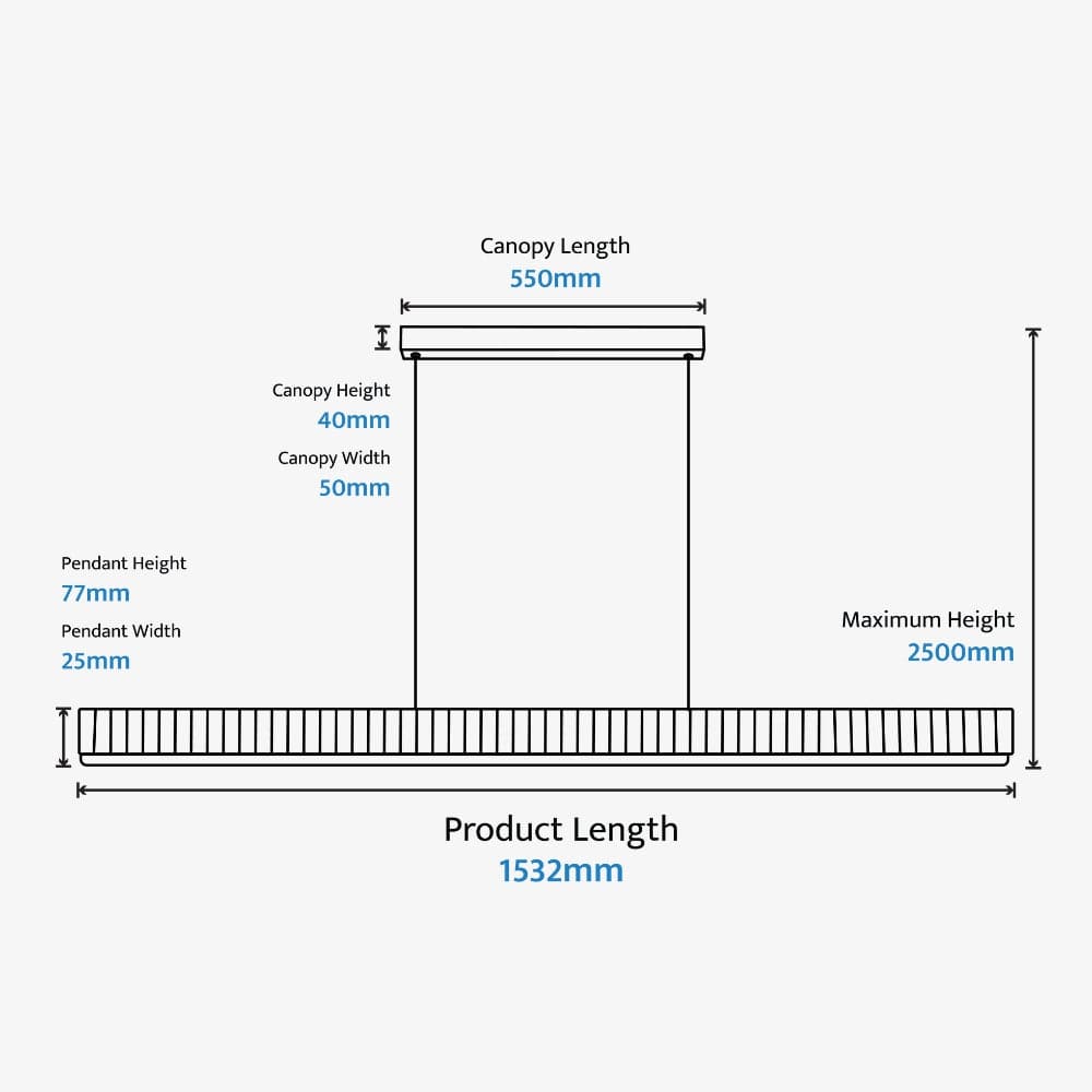 Linear Pendant Prinia Modern Fluted Linear Pendant Light