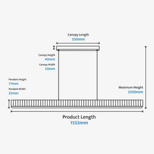 Linear Pendant Prinia Modern Fluted Linear Pendant Light