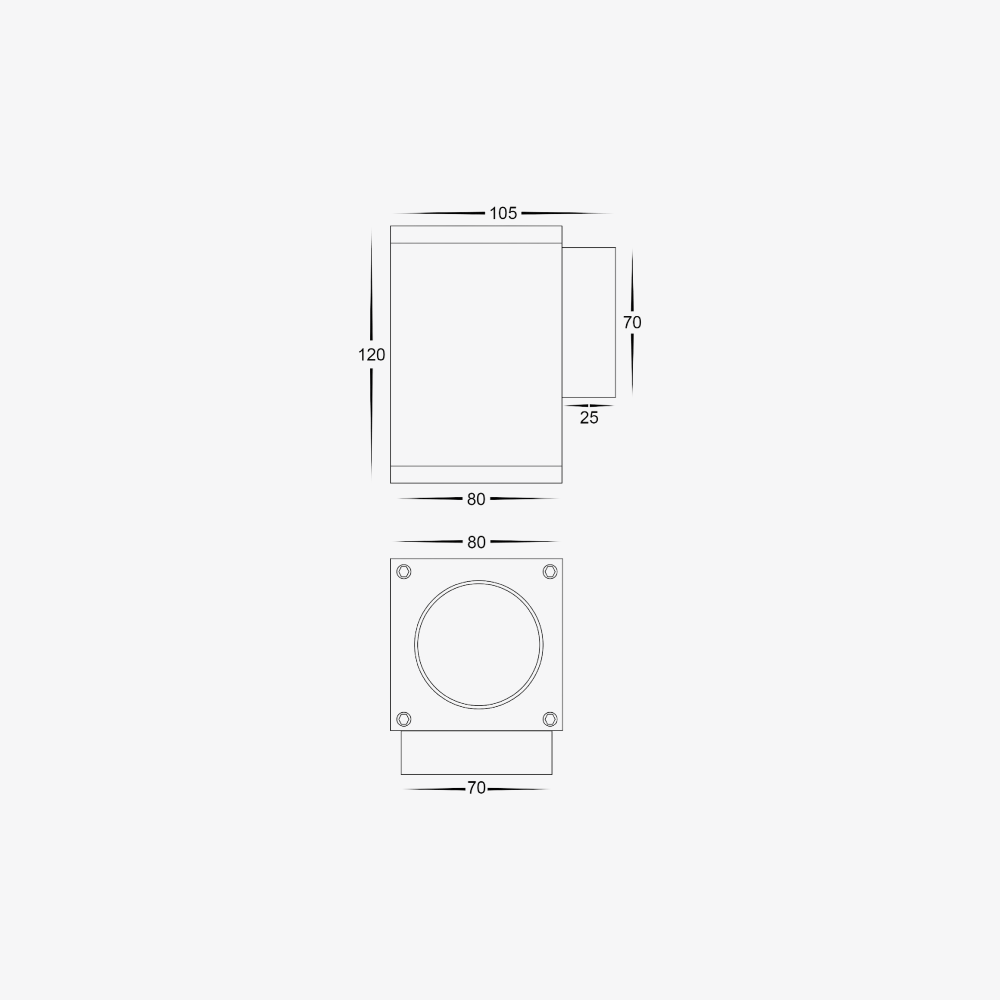 Exterior Wall Light Quadru Square Fixed Down Wall Light