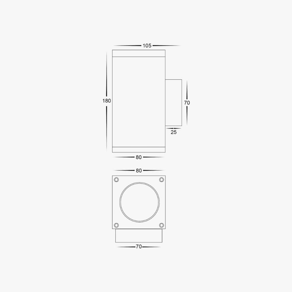Exterior Wall Light Quadru Square Up & Down Wall Light