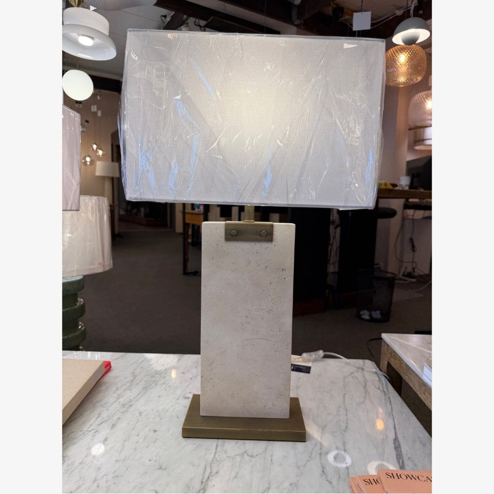 Table Lamps Rectangular Stone Base & Shade Complete – CLEARANCE (Ex-display)