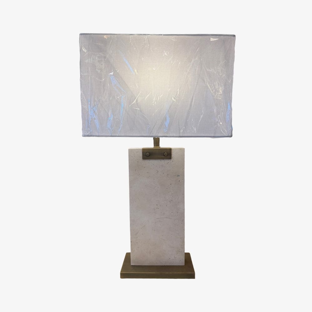 Table Lamps Rectangular Stone Base & Shade Complete – CLEARANCE (Ex-display)