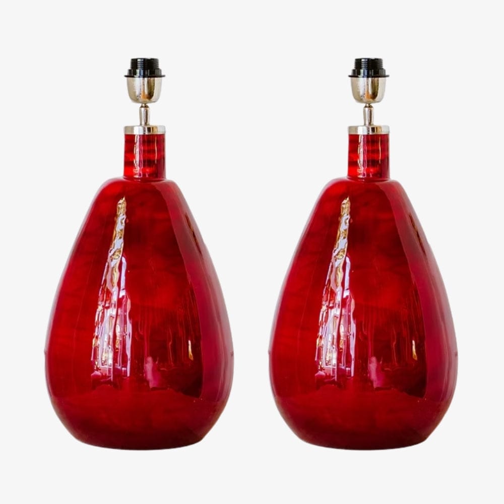 Table Lamps Red Ceramic Lamp Base – SOLD AS PAIR – CLEARANCE (Ex-Display)