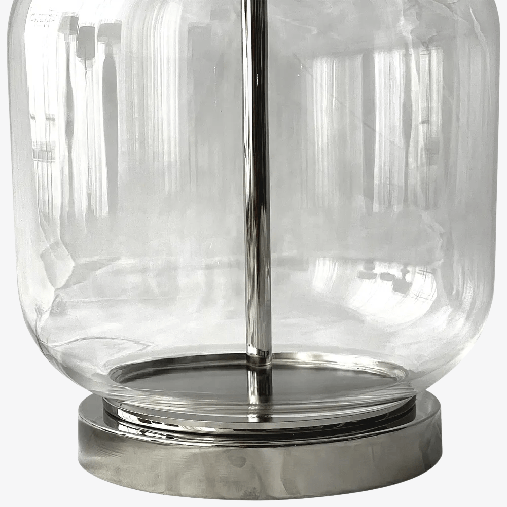 Table Lamps Regency Nickel and Glass Table Lamp with Natural Linen Shade
